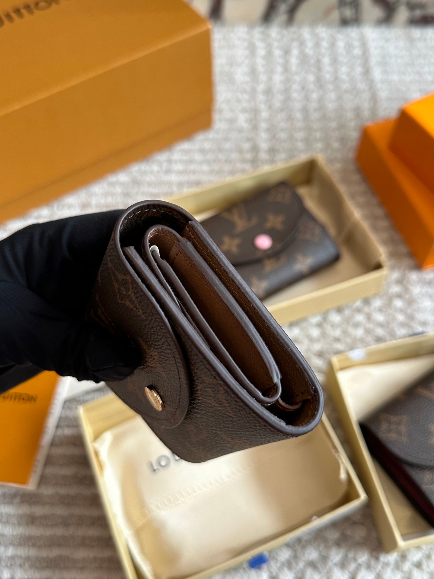 Brown leather embossed wallet