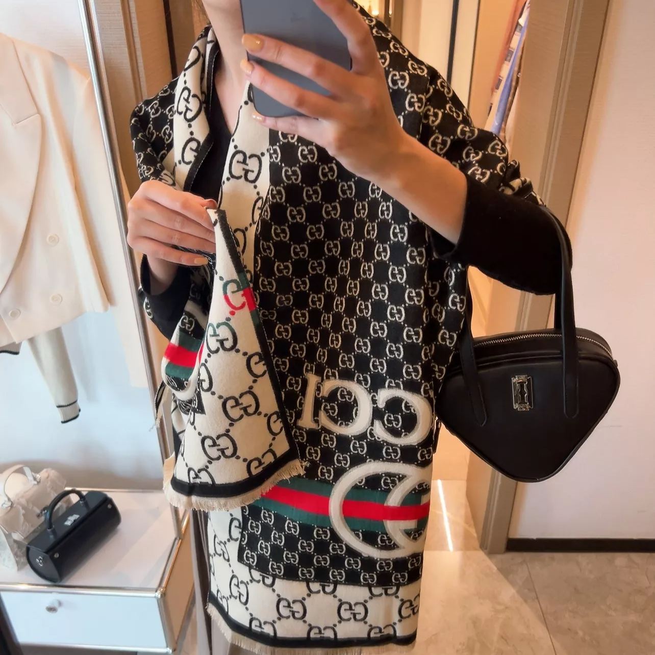Color Block Jacquard Cashmere Scarf
