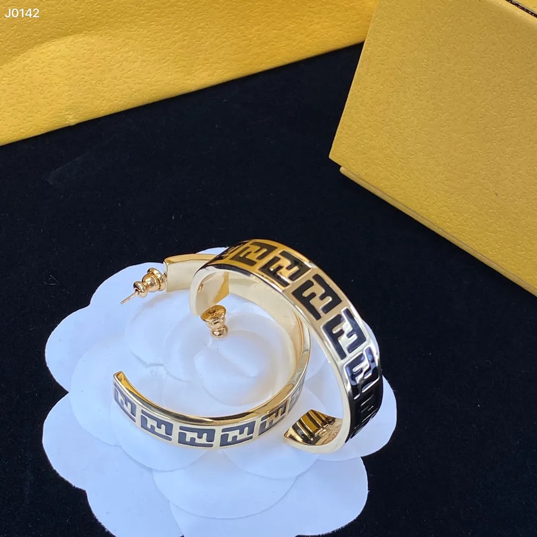 Letter Half Hoop Earrings