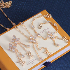 Gold rhinestone jewelry set