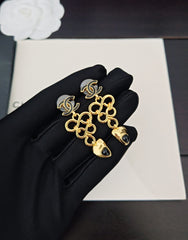 Black Gem Tassel Earrings