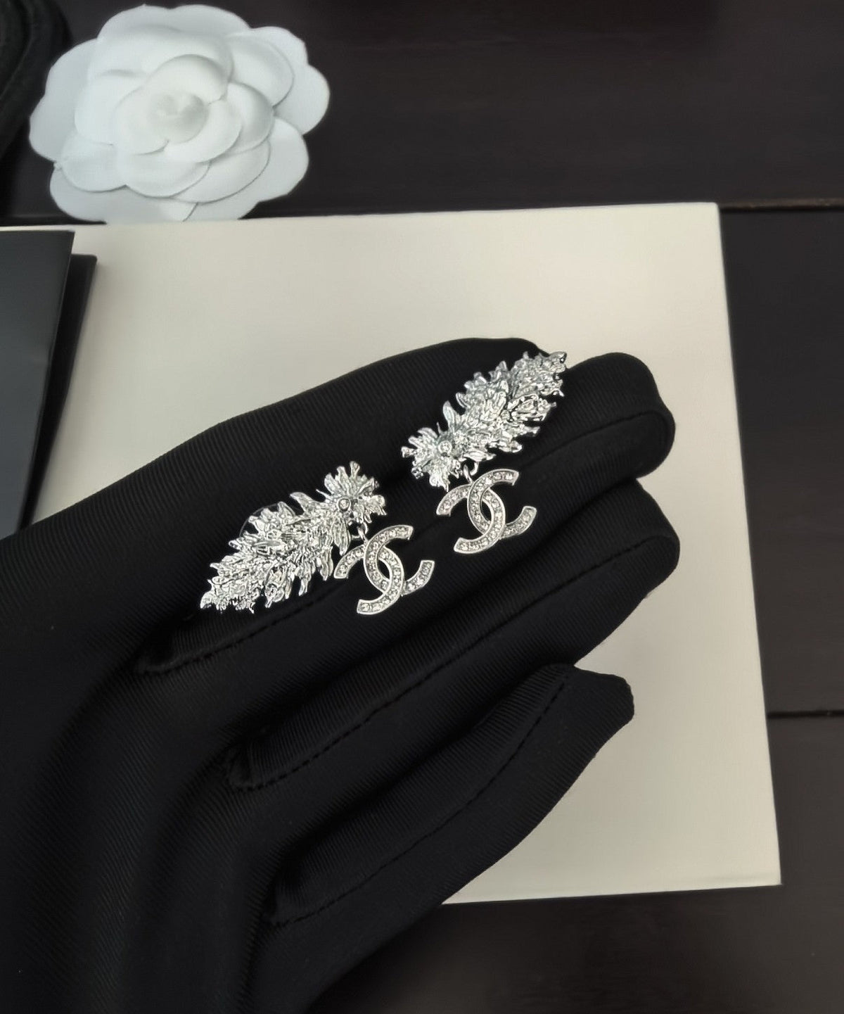 Diamond Leaf Earrings