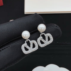 Mini Pearl and Diamond Drop Earrings