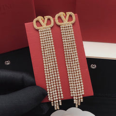 Fashionable Diamond Tassel Earrings