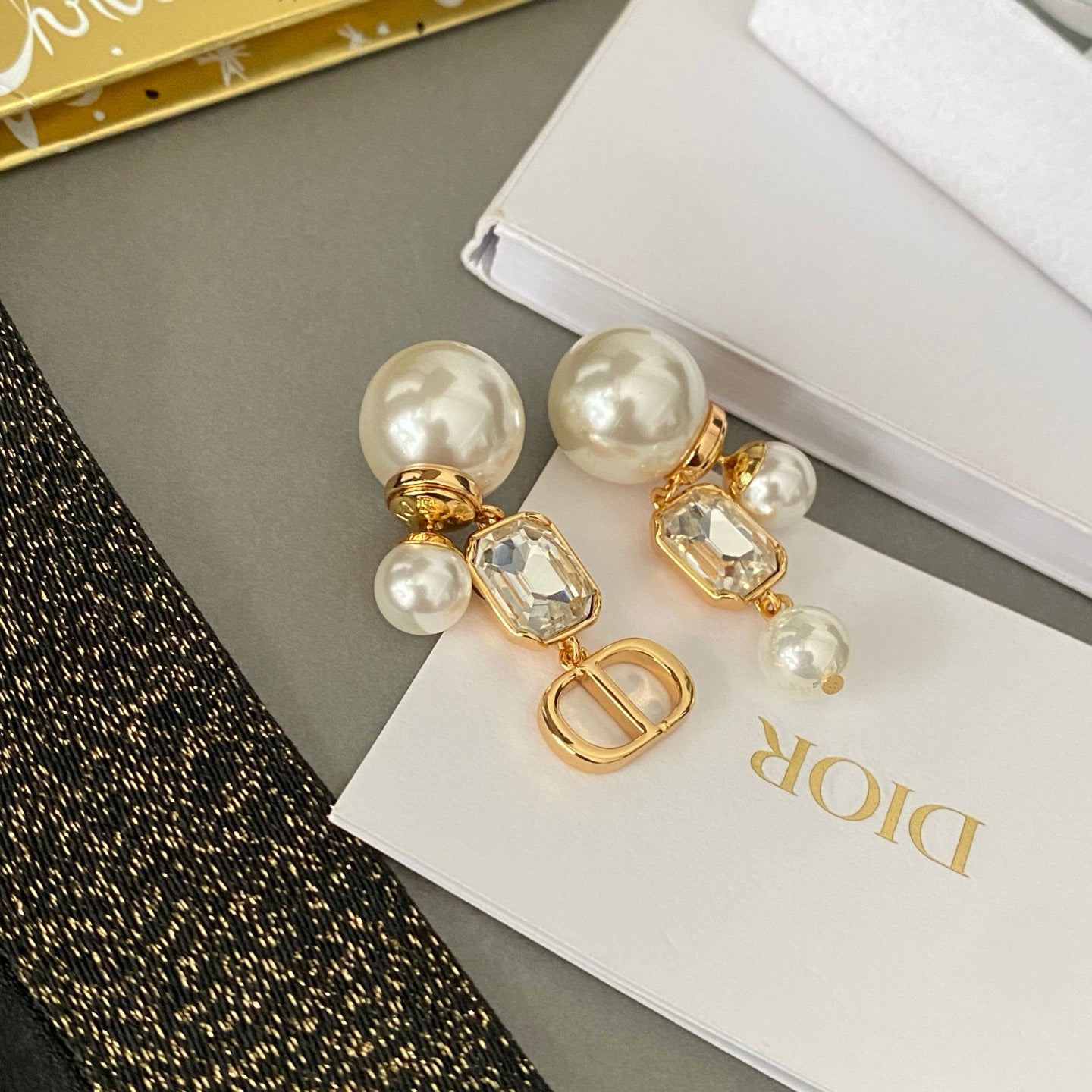Asymmetrical Crystal Pearl Earrings