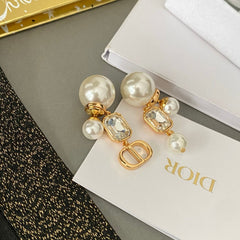 Asymmetrical Crystal Pearl Earrings