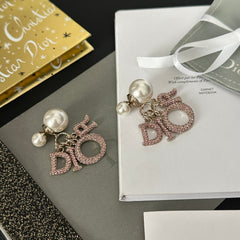 Pink Diamond Pearl Earrings