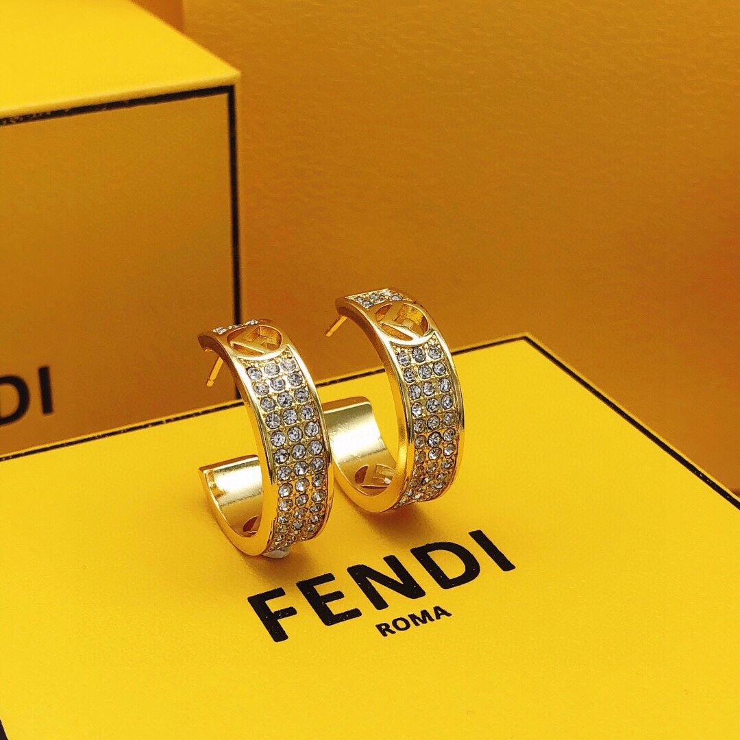 Sparkling Diamond Half Hoop Earrings