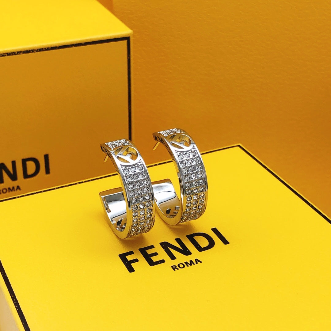 Sparkling Diamond Half Hoop Earrings
