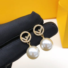 Diamond Pearl Drop Earrings