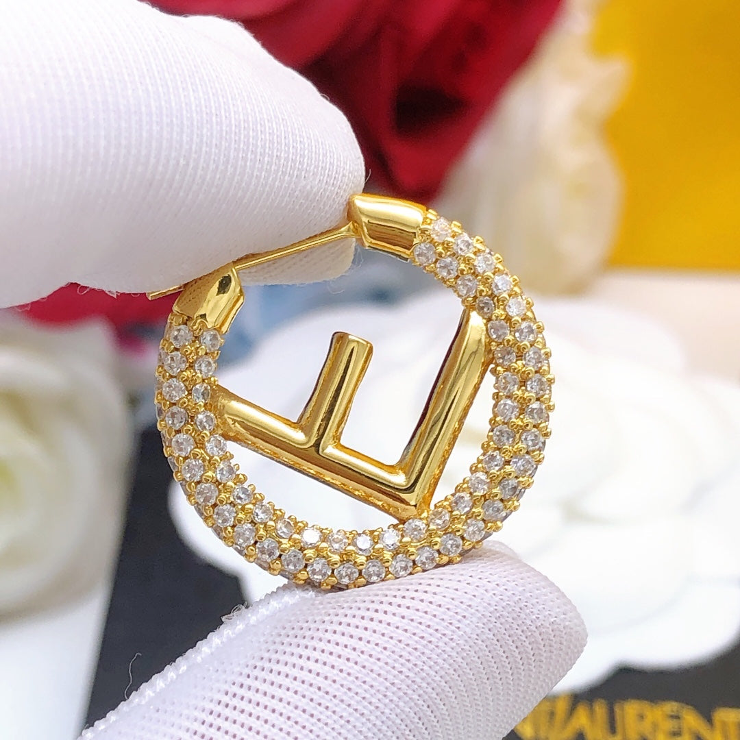 Small Hoop Earrings with Full Diamonds
