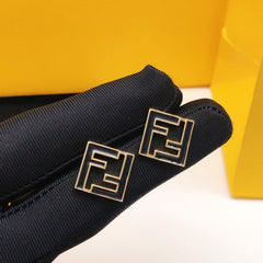 Vintage Black Enamel Stud Earrings