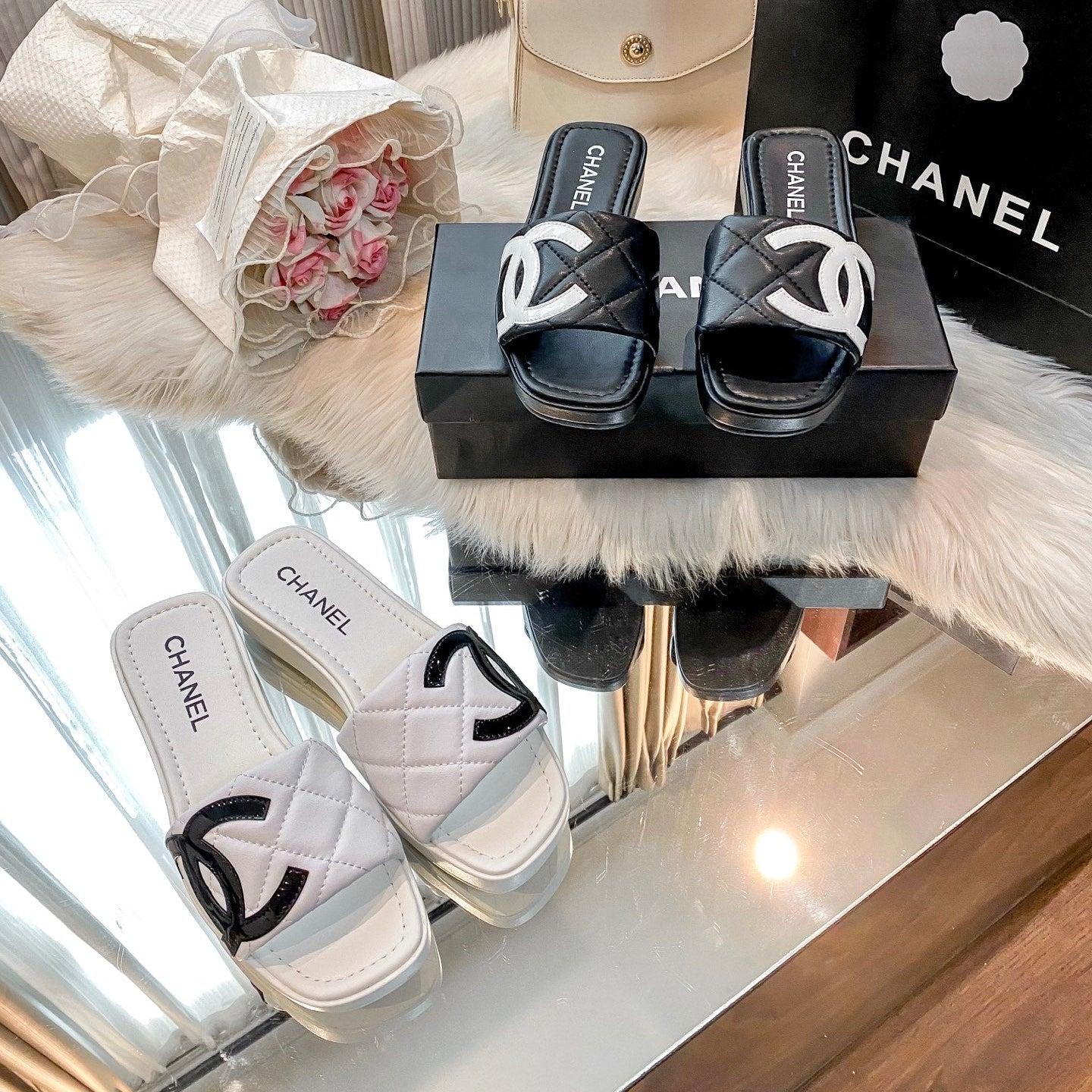 Stylish leather slippers