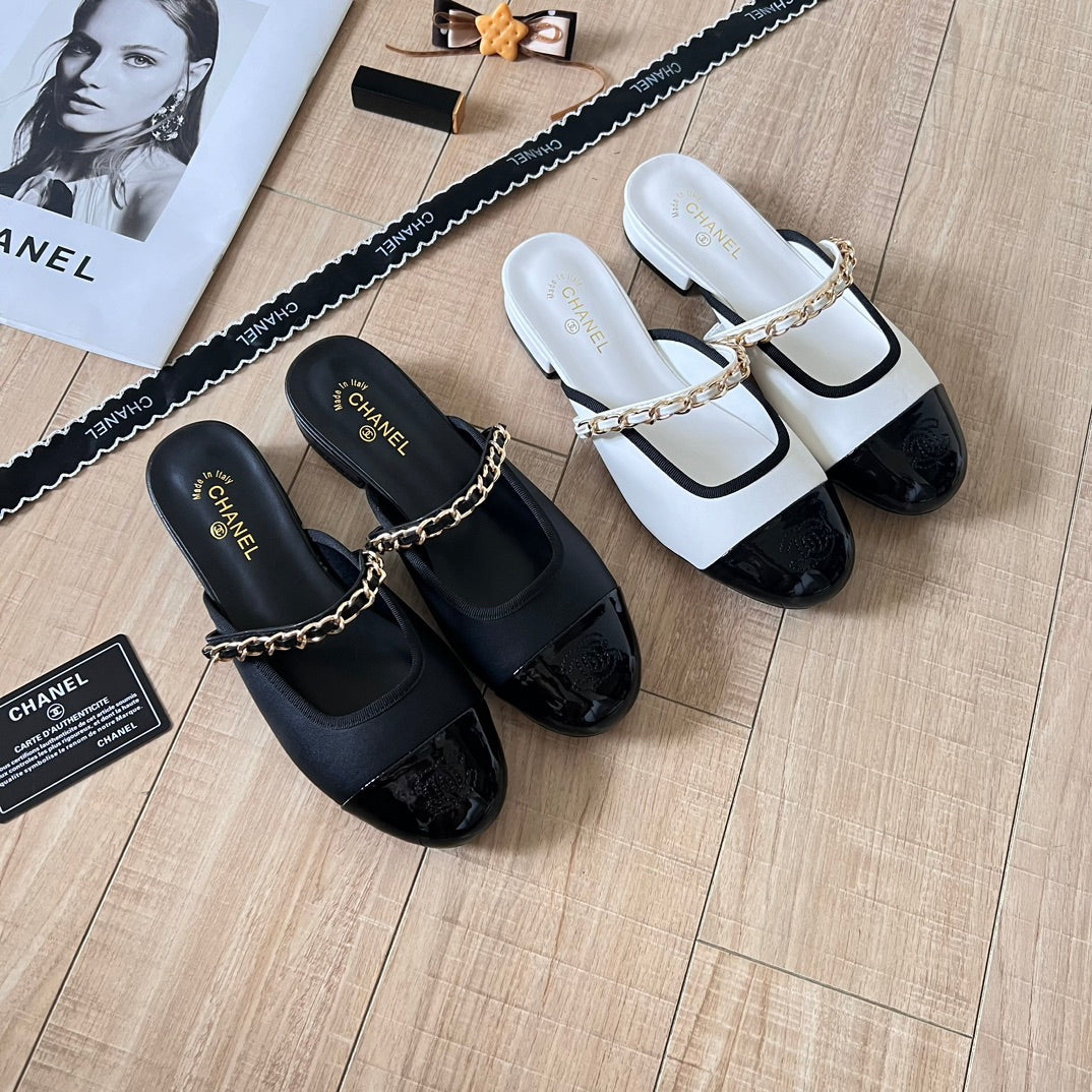 Elegant chain-strap half-covered Mary Janes