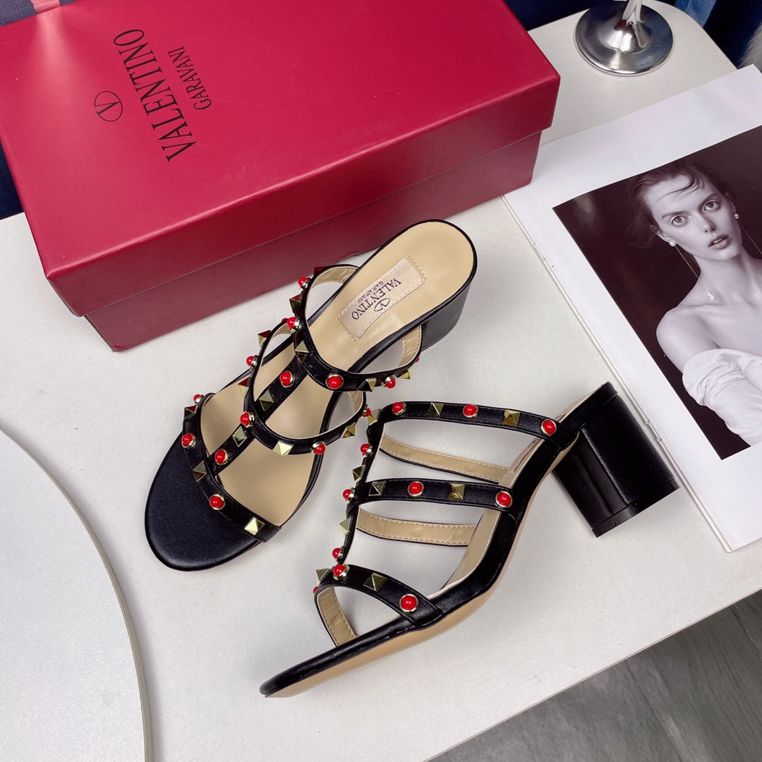 Gemstone block heel sandals