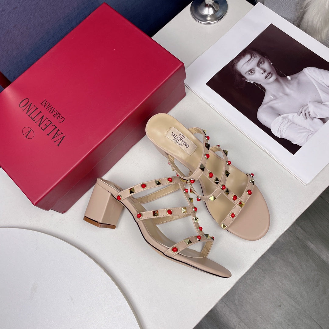 Gemstone block heel sandals