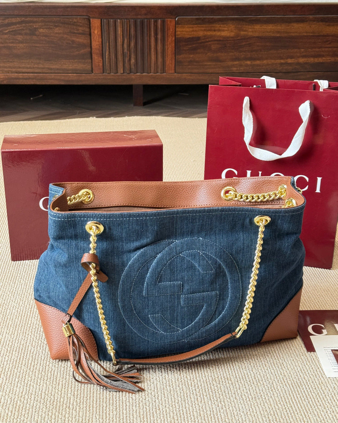Fashionable Denim Chain Bag