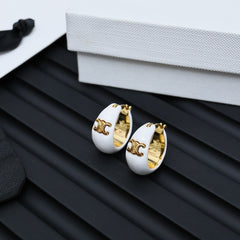 Enamel Half Hoop Earrings