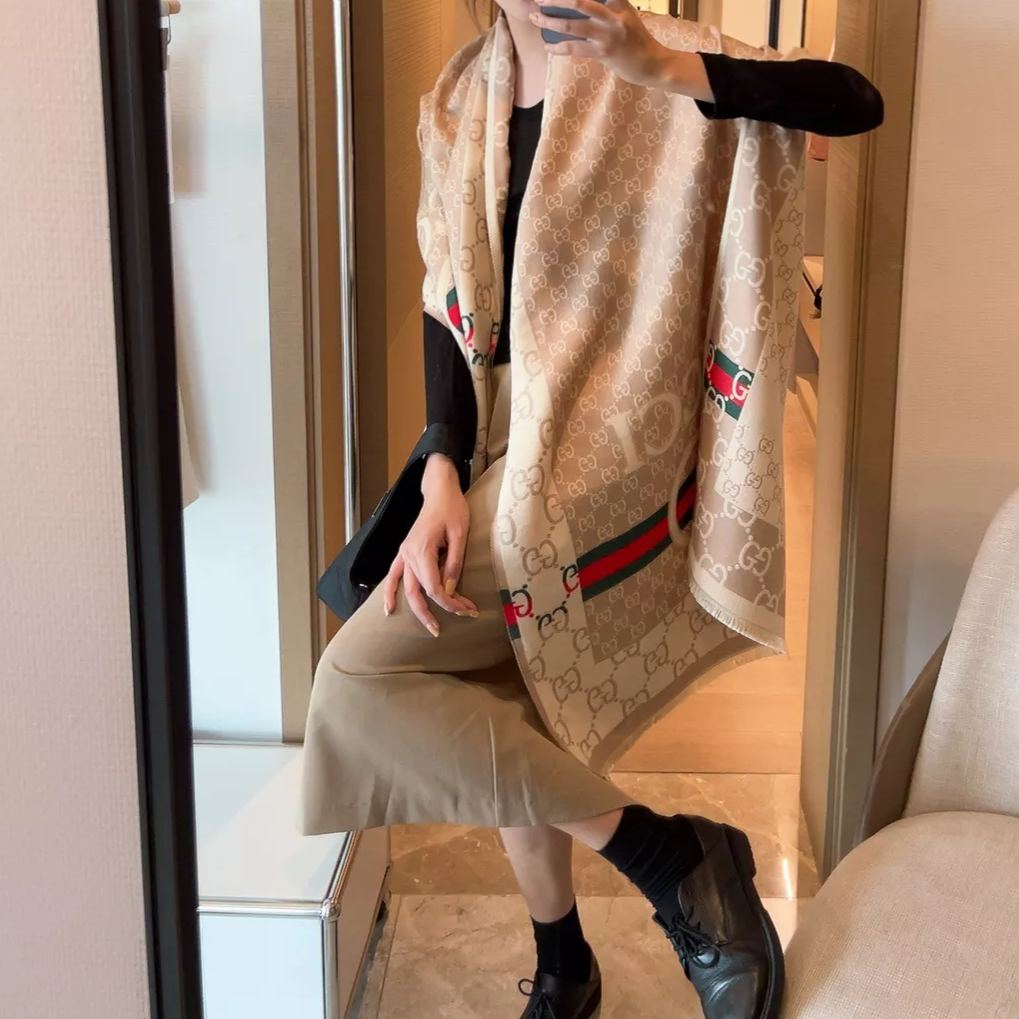 Color Block Jacquard Cashmere Scarf