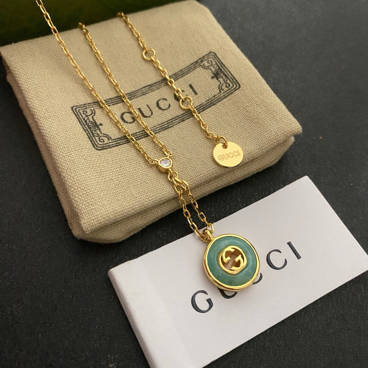 Mother-of-Pearl Hollow Diamond Necklace