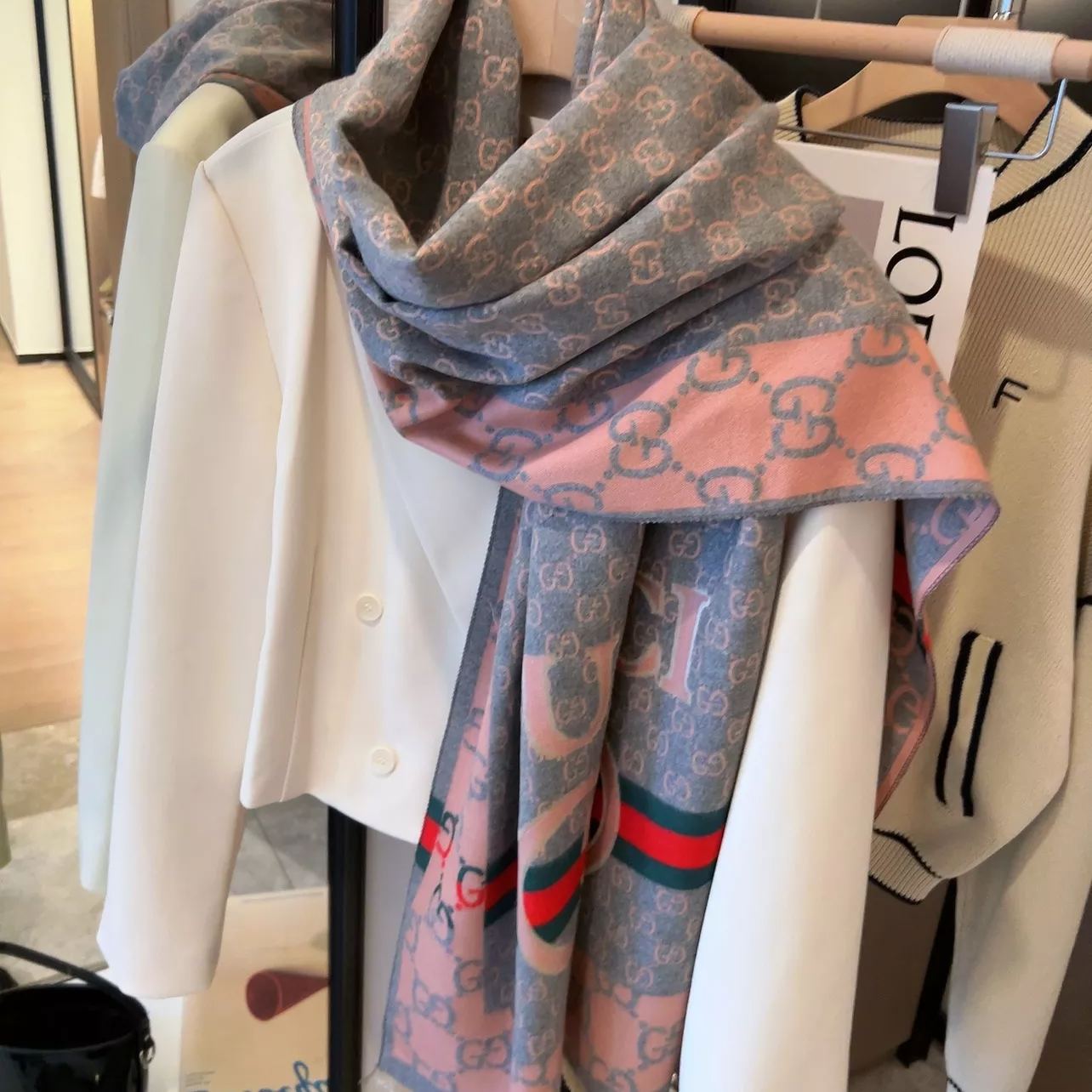 Color Block Jacquard Cashmere Scarf