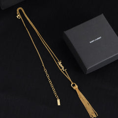 Brass Monogram Tassel Necklace