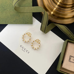 Pearl circle drop earrings