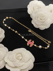 Pink Enamel Letter Necklace