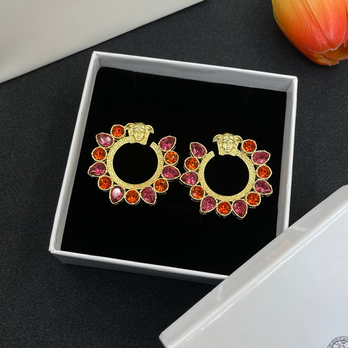 Colored Gemstone Hoop Earrings