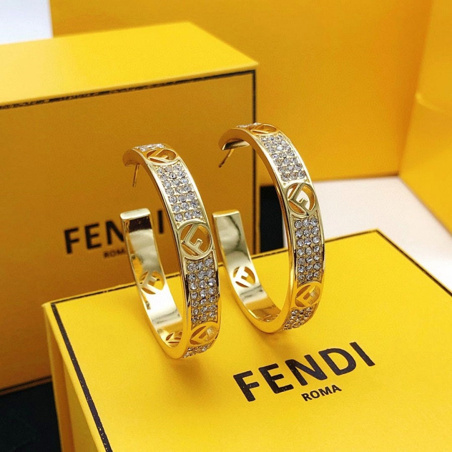 Large Diamonds Half Hoop Earrings