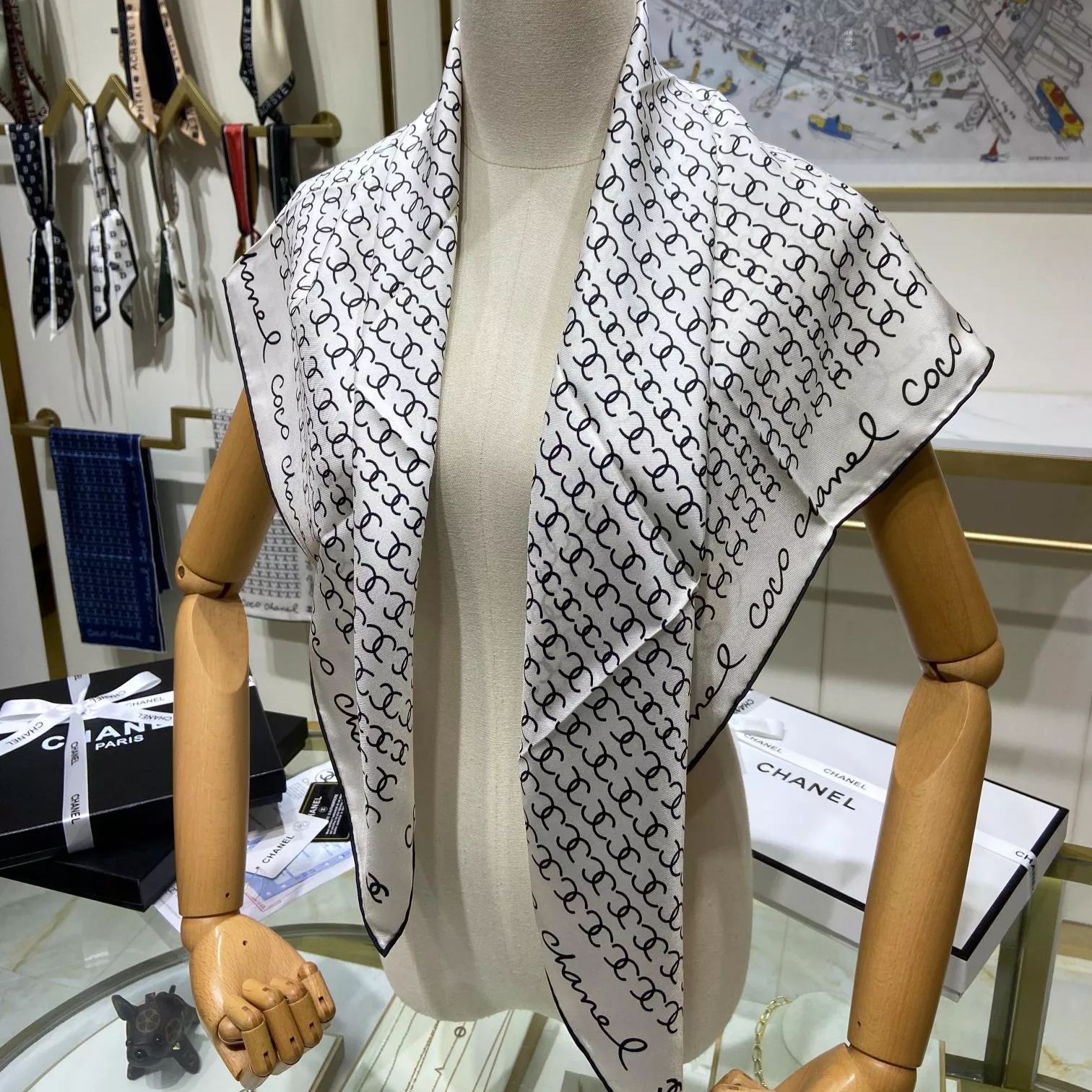 Hand-Painted  Square Silk Scarf
