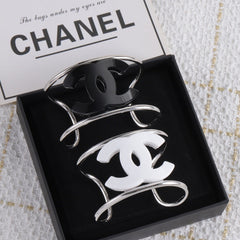 Silver enamel openwork letter bracelet