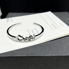 Diamond Letter Open Bracelet