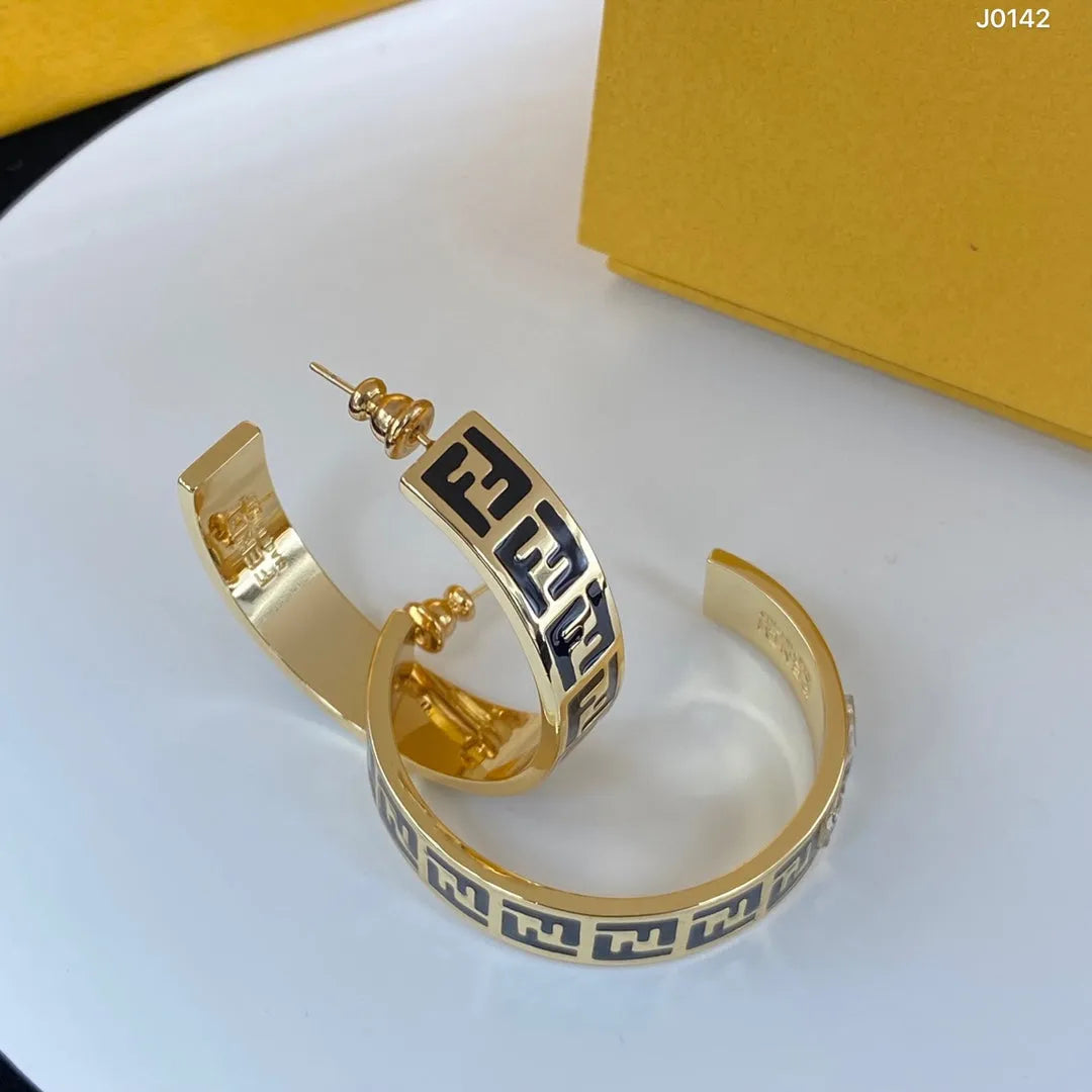 Letter Half Hoop Earrings