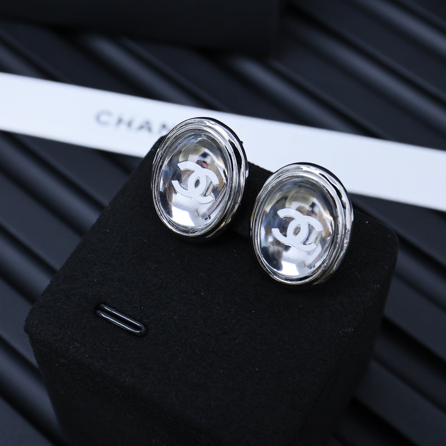 Silver Mirrored Oval Earrings