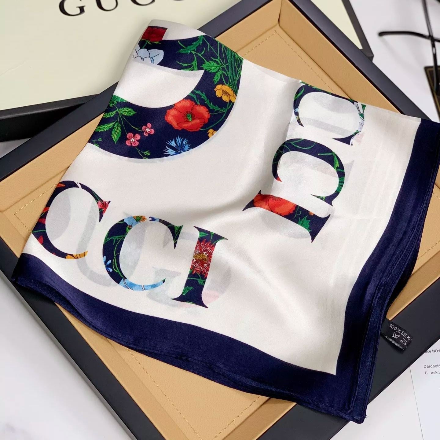 Floral Layered  Square Scarf