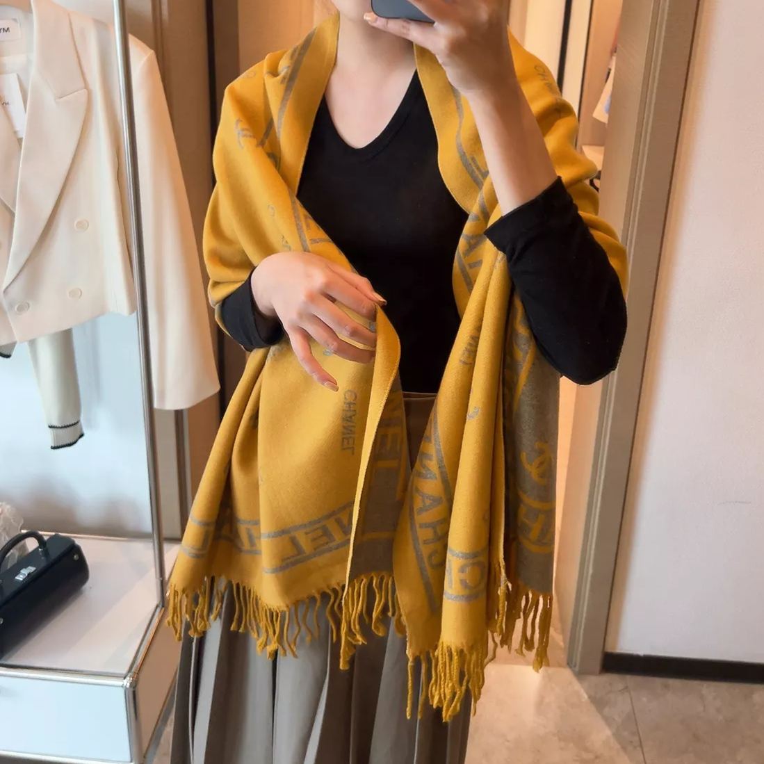 Simple  Letter Cashmere Scarf Shawl