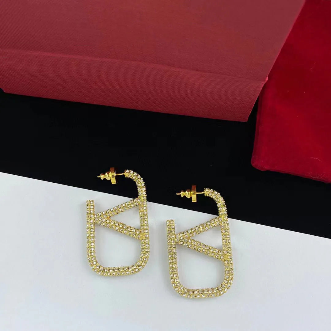 Full Diamond Metal Earrings