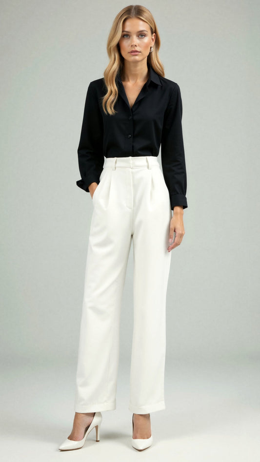High Waist Straight Leg Trousers