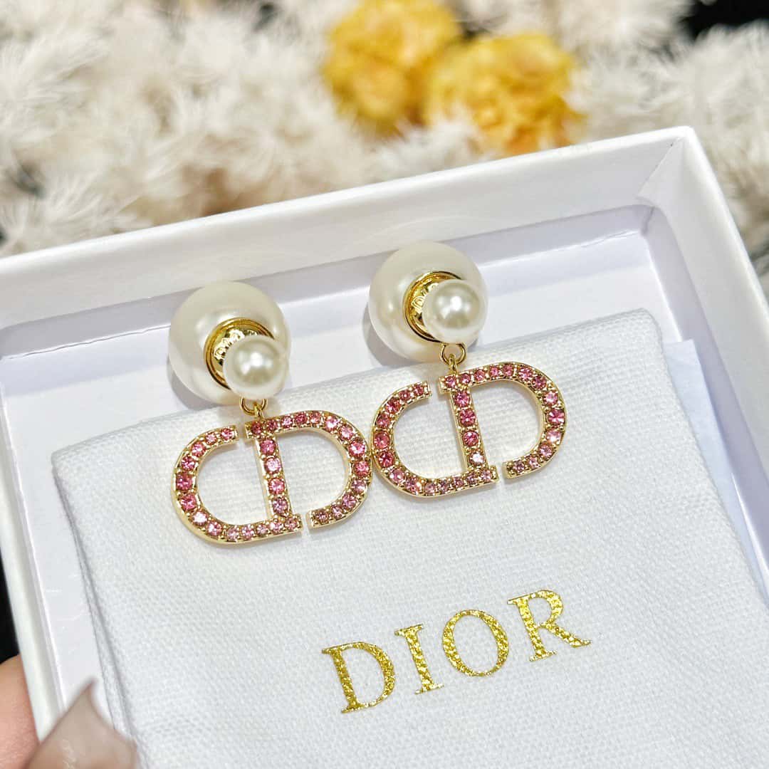 Gradient Rhinestone Pearl Earrings