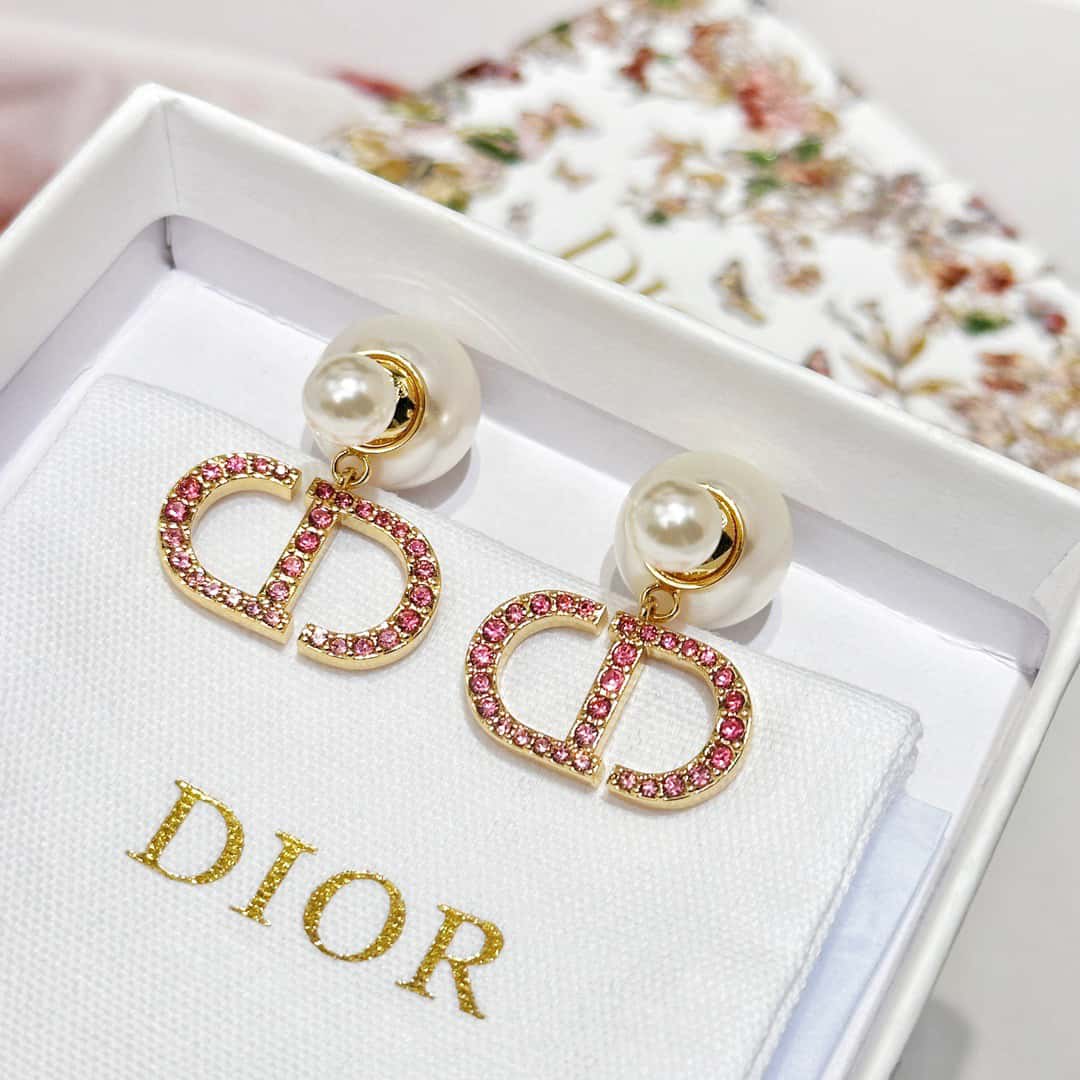 Gradient Rhinestone Pearl Earrings