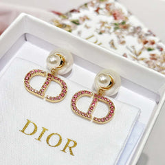 Gradient Rhinestone Pearl Earrings