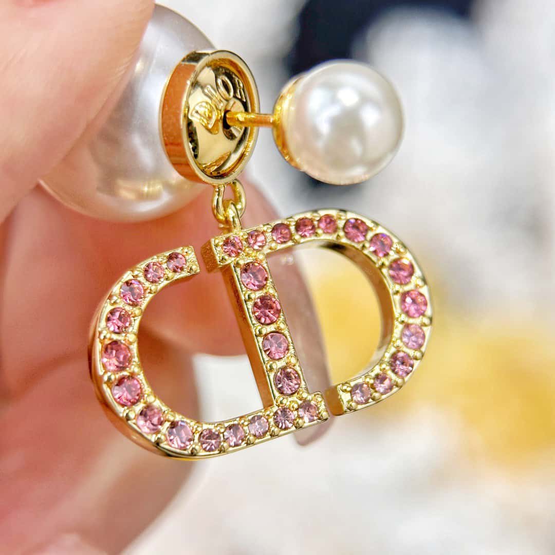 Gradient Rhinestone Pearl Earrings