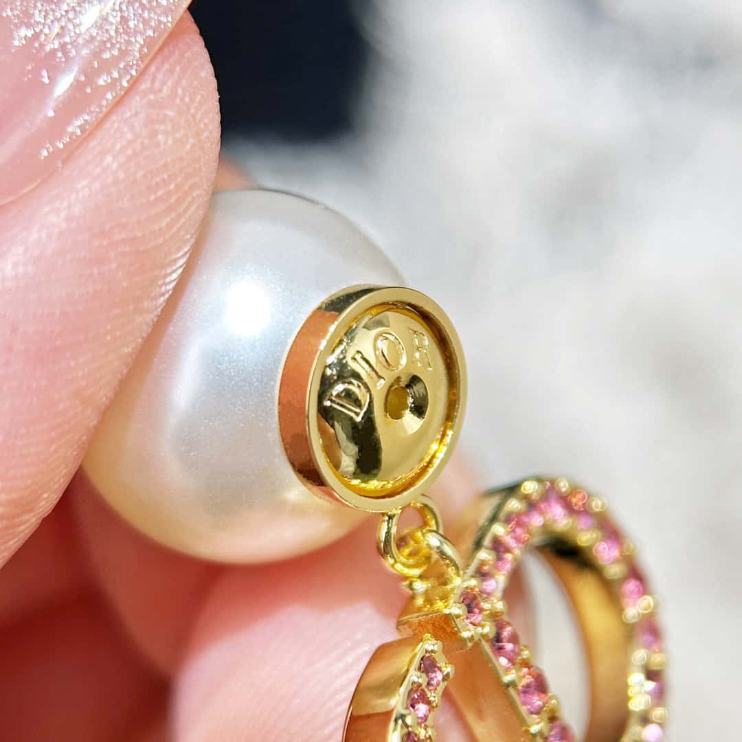 Gradient Rhinestone Pearl Earrings