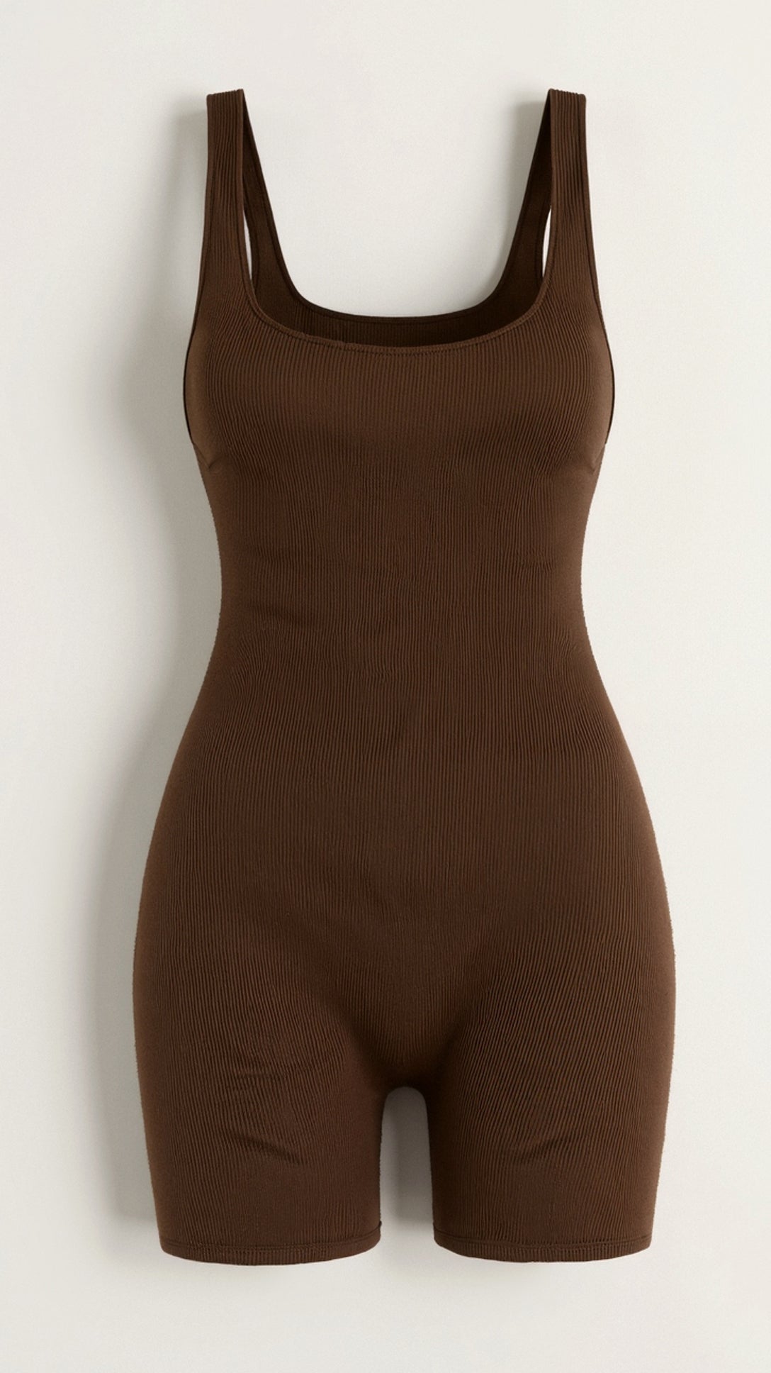 Ribbed Square Neck Briefs Bodysuit
