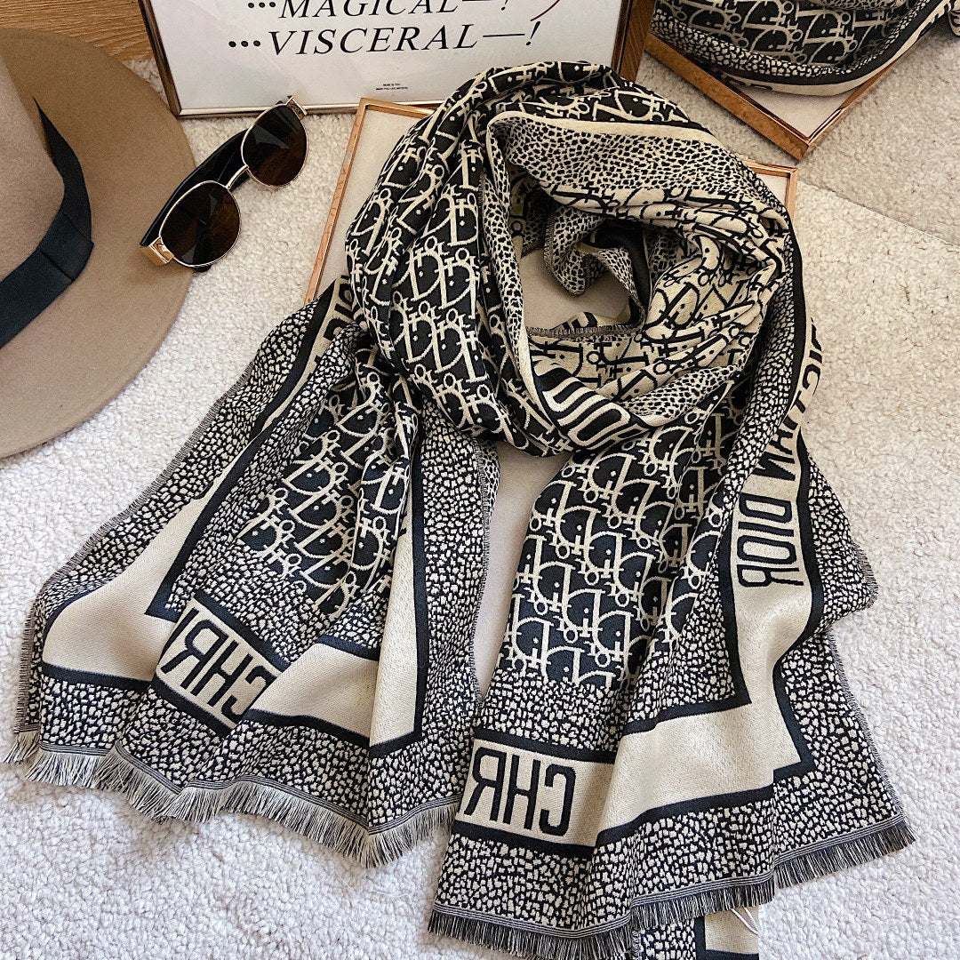 Classic embossed cashmere and silk scarf