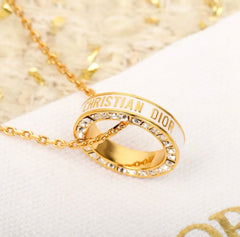 Enamel Diamond Hoop Necklace