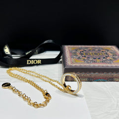 Enamel Diamond Hoop Necklace