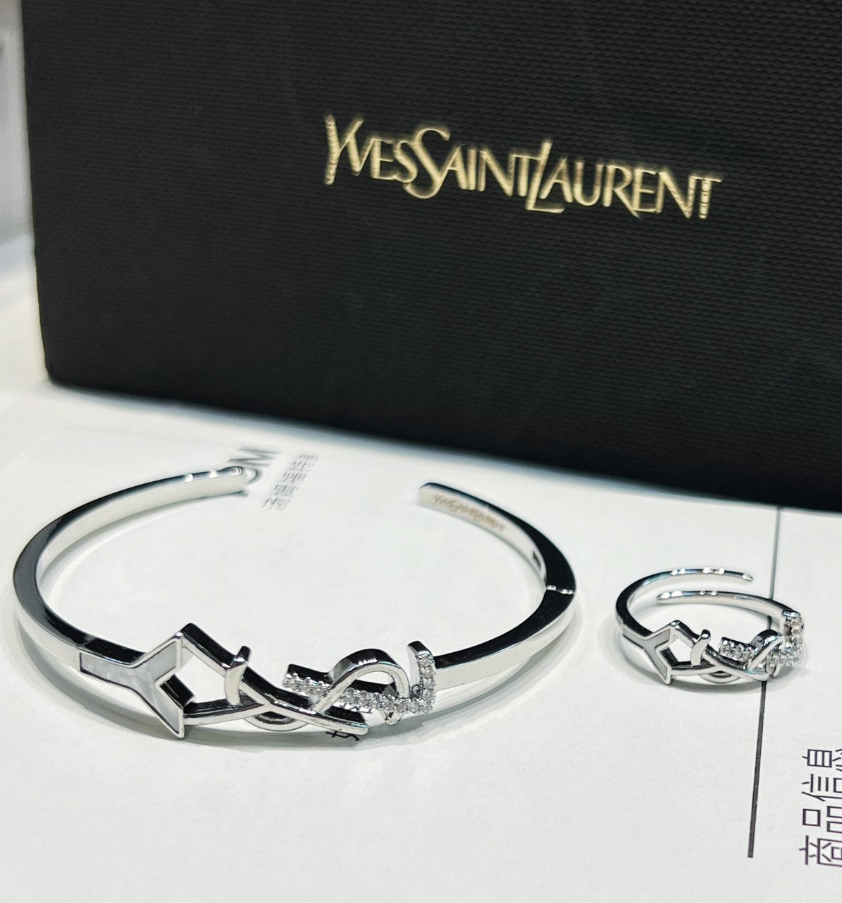 Diamond Letter Open Bracelet