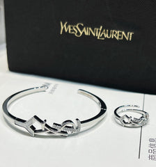 Diamond Letter Open Bracelet